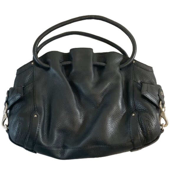 Cole Haan Leather Shoulder Bag, SALE! Pebbled Black Large Many Features, EUC - Picture 2 of 10